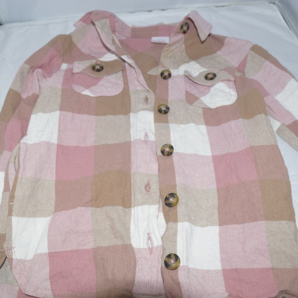 Wonder Nation pink flannel plaid dress 18 months